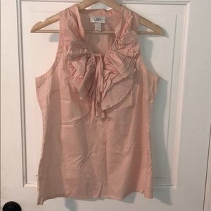 Loft ruffle pale pink sleeveless top